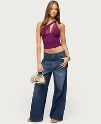 Edikted Women's One Shoulder Peekaboo Lacey Cutout Top