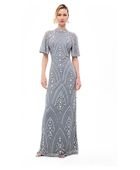 Beauut Women's Embellished Sequins High Neck Gown