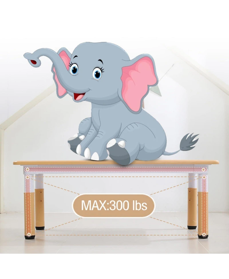 gaomon Height Adjustable 7- Piece Kids Table and 6 Chairs Set Multi-Activity Study Table with Graffiti Desktop for Ages 2-10