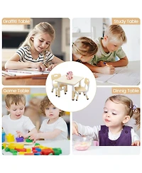 gaomon Kids 3-Piece Adjustable Height Plastic Table and Chair Set Graffiti Desktop Multi-Activity Study Table