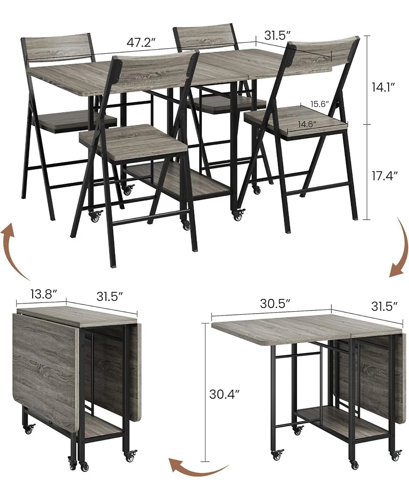 gaomon Folding Dining Table Set with 4 Folding Chairs for Small Space, Kitchen