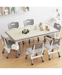 gaomon Kids Table and 4 Chairs Set, Height Adjustable Toddler Activity Table with Graffiti Desktop for Home, Daycare, Classroom