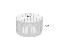 sumyeg Acacia Wood Coffee Table 26 Inch Round Industrial Accent Table with Rope and Iron Frame