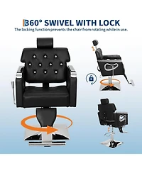gaomon Reclining Salon Chair for Hair Stylists, Hydraulic Barber Chair with Pu Leather, High-Density Sponge Cushion, Adjustable Height, 360degree(s)