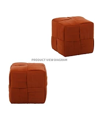 sumyeg Square Corduroy Ottoman Footrest with Woven Design for Living Room Seating