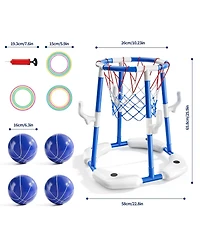 Gnuadz 2-in-1 Pool Basketball Hoop Floating Water Game Ring Balls Pump Swimming Family Party