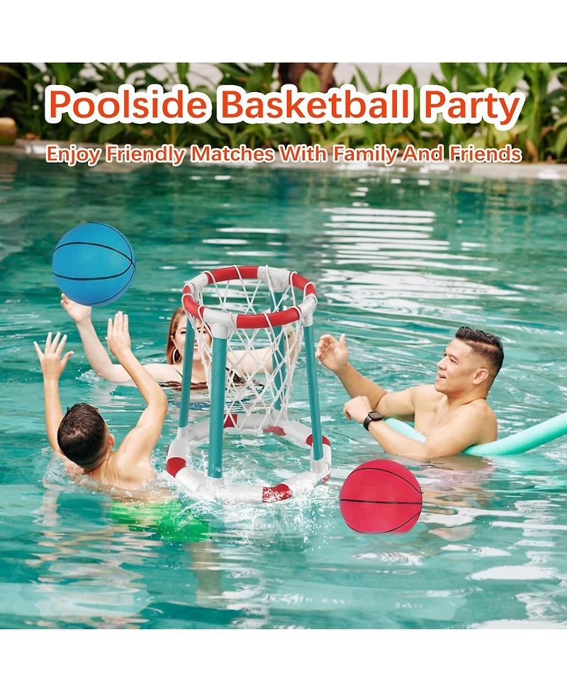 Gnuadz Pool Basketball Hoop Floating Set Adults Balls Pump Outdoor Water Play Summer