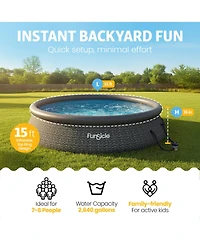 Funsicle QuickSet Inflatable Ring Top Outdoor Above Ground Pool with Pump