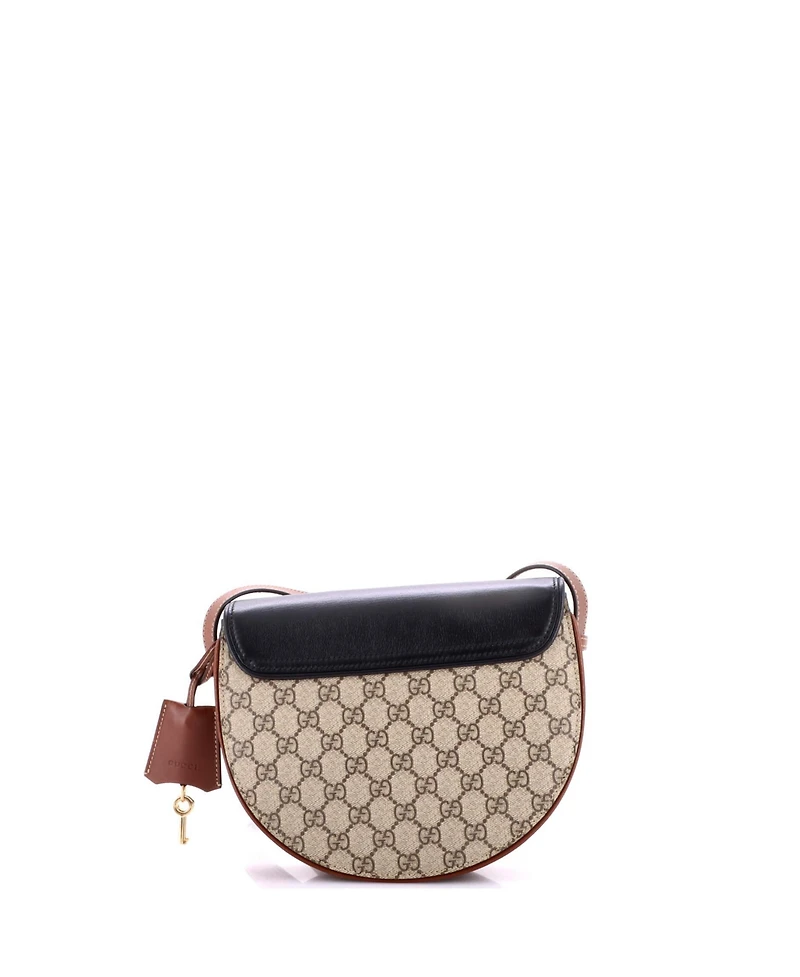 Pre-Owned Gucci Padlock Saddle Shoulder Bag Gg Coated Canvas and Leather