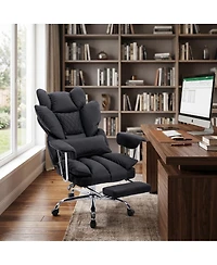 homfan 350 lb Big and Tall Office Chair with Foot Rest, Spring Lumbar, 150 Degrees Recline, Adjustable Armrests