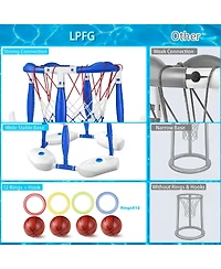 Gnuadz 2-in-1 Pool Basketball Hoop Floating Ring Games Balls Pump Kids Water Toy