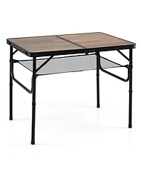 Sugift Folding Camping Table with Adjustable Heights Storage Net and Carry Handle