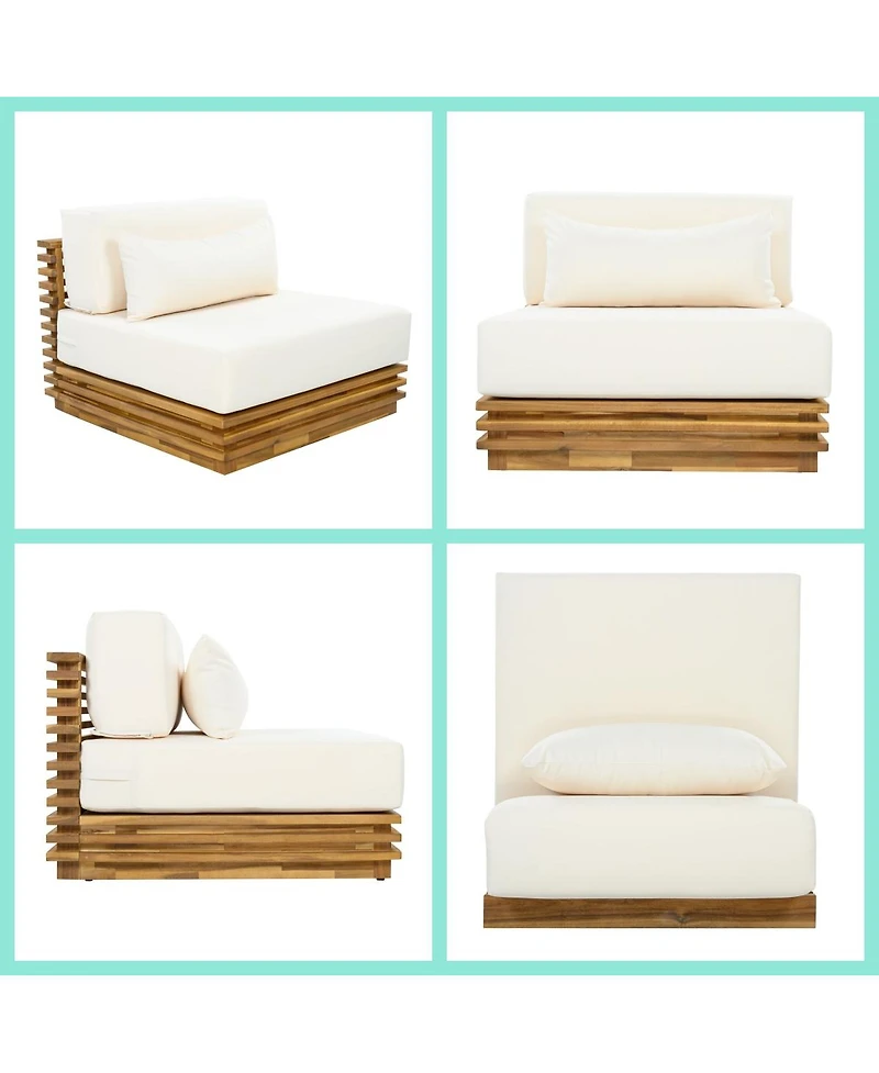 Asagikoiai 3 Piece Patio Conversation Set Low Profile Acacia Wood Club Chairs and Side Table