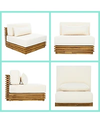 Asagikoiai 3 Piece Patio Conversation Set Low Profile Acacia Wood Club Chairs and Side Table