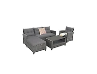 Mondawe Patio Rattan Furniture Set with Cushion and Table Shelf