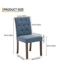 homfan Upholstered Parsons Dining Chairs Set of 2, Linen Fabric, Sturdy Wood Legs, Modern Kitchen Side Chairs