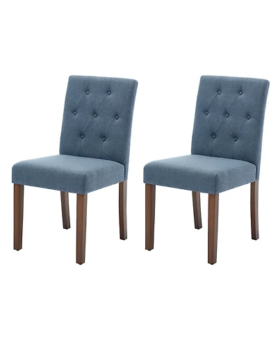 homfan Upholstered Parsons Dining Chairs Set of 2, Linen Fabric, Sturdy Wood Legs, Modern Kitchen Side Chairs