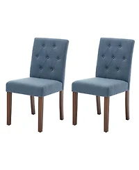 homfan Upholstered Parsons Dining Chairs Set of 2, Linen Fabric, Sturdy Wood Legs, Modern Kitchen Side Chairs