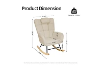 homfan Nursery Rocking Chair with Ottoman, Teddy Upholstered Glider High Backrest, Armchair Reading for Adults