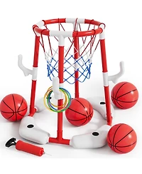 Gnuadz 2 In1 Pool Basketball Hoop Floating Set Balls Rings Pump Swimming Game