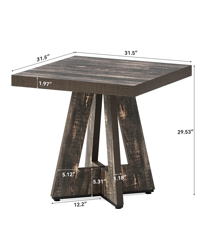 Tribesigns 31.5" Square Dining Table for 4, Small Space Kitchen Table with Pedestal Base, Farmhouse Wood Tables