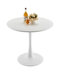 Sugift 31.5 in Round Dining Table, Modern Mdf Tulip Pedestal Kitchen Table for 2-4 People with Iron Base