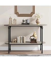 homfan 43.3" Console Table with 2-Tier Storage, Metal Frame, for Entryway or Hallway