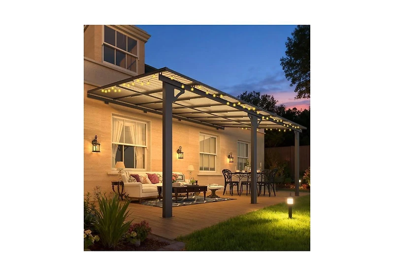 Aecojoy Adjustable Height Wall Mounted Outdoor Gazebos Pergola