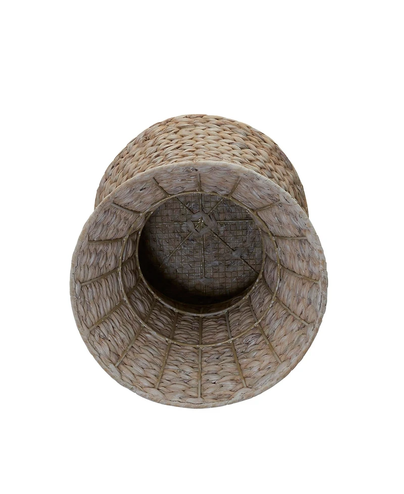 Household Essentials Handwoven Water Hyacinth Wicker Stool with Hourglass Shape, Wash Finish