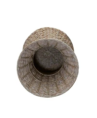 Household Essentials Handwoven Water Hyacinth Wicker Stool with Hourglass Shape, Wash Finish