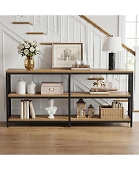 Tribesigns 70.9" Industrial Console Table with Storage Shelves, 3-Tier Entryway Sofa Table for Living Room or Hallway