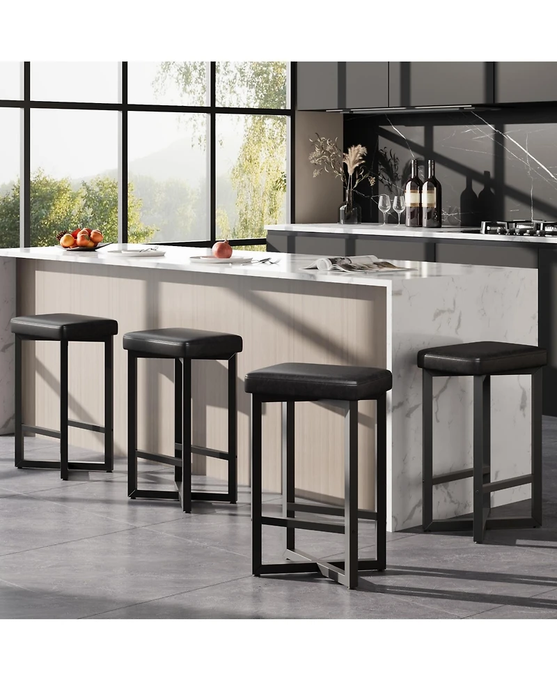 gaomon Set of 4 Pu Leather Backless Bar Stools