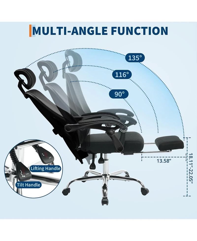 gaomon Ergonomic Office Chair, Comfortable Gaming Chair with Adjustable Height with Wheels