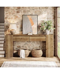 Tribesigns 63-Inch Wood Console Table with 2 Drawers, Narrow Entryway Table for Hallway and Behind Sofa, Rustic Farmhouse Slim Sturdy Accent Furniture