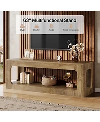 Tribesigns 63-Inch Tv Stand, Farmhouse Entertainment Center for 55/60/65/75-Inch TVs, Brown