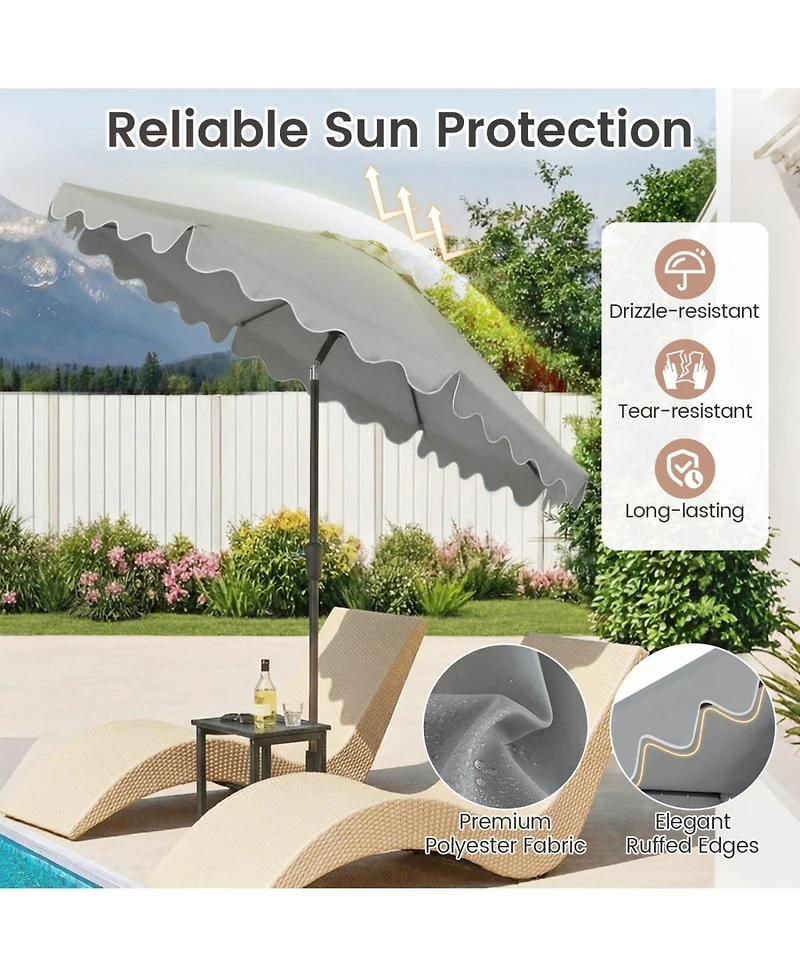 Sugift 9 ft Solar Led Outdoor Patio Umbrella with 32 Lights and Sandbag Base