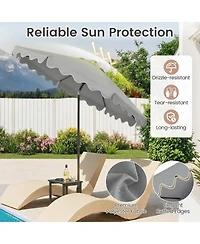Sugift 9 ft Solar Led Outdoor Patio Umbrella with 32 Lights and Sandbag Base