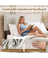 Slickblue Queen Upholstered Headboard with Vertical Quilted Linen Panel