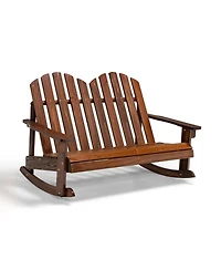 Yiortwo Kids Adirondack Rocking Chair for 2 Outdoor Wooden Patio Lounge