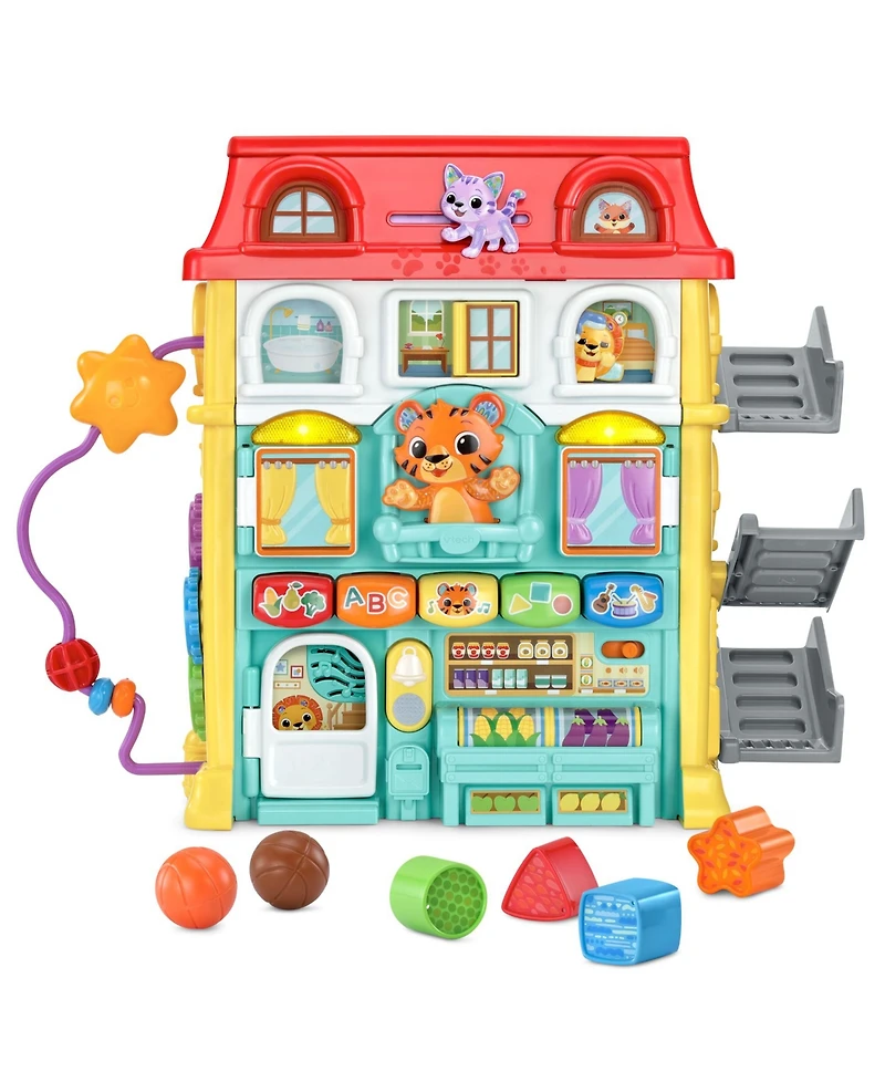 VTech Up & Down Activity Town Interactive Learning Activity Center with Shapes, Colors, Letters & Fine Motor Play, Ages 9–36 Months