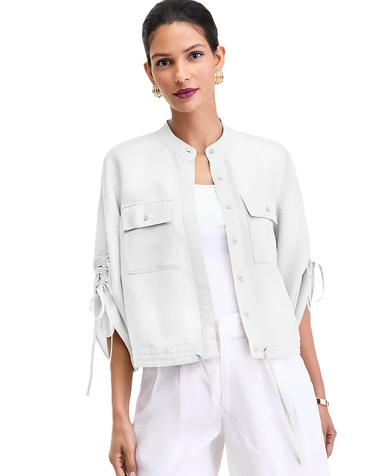 I.n.c. International Concepts Women's Tie-Sleeve Chambray Tie-Waist Blouse, Macy's Exclusive