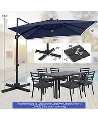 Sugift 10 feet Solar Led Cantilever Patio Umbrella for Pool Deck with 32 Lights