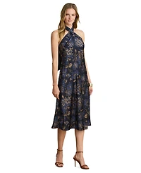 Lauren Ralph Women's Floral Tie-Neck Halter Cocktail Dress