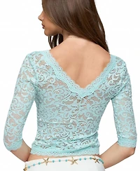 Edikted Women's Elowin Sheer Lace V Neck Top