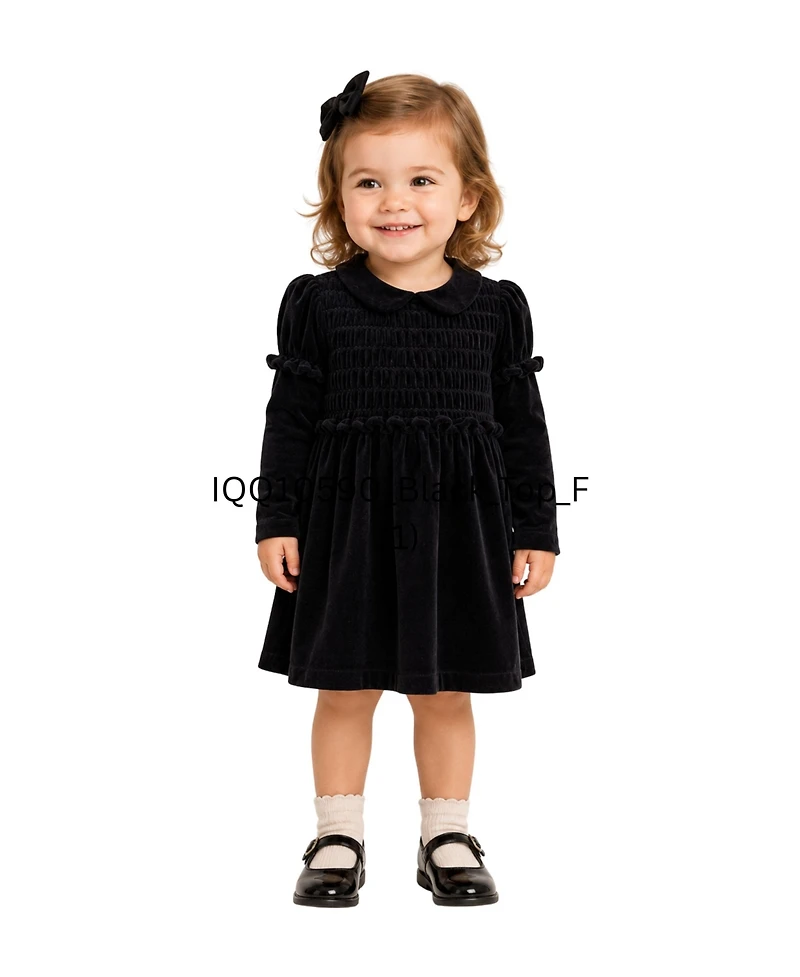 MeMoi Big Girls 8- 10 Cotton-Rich Velour Smocked Below-Knee Long Midi Dress
