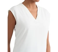 Kasper Women's Pleat-Neck Sleeveless Blouse