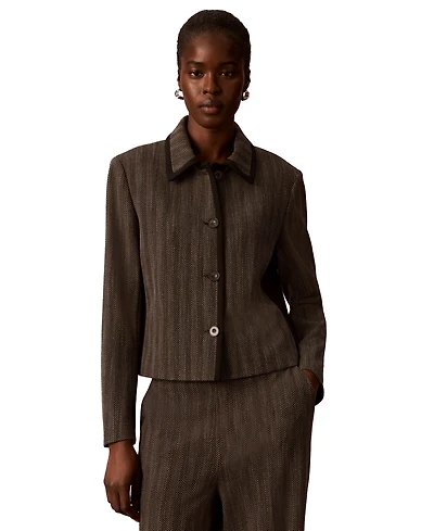 Calvin Klein Petite Four-Button Collared Jacket