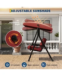 gaomon Adjustable 2-Seater Outdoor Swing Chair with Canopy - Padded Seat, Soft Cushion, Sturdy Iron Frame, Weather-Resistant for Patio