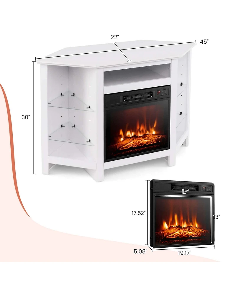 Costway Fireplace Tv Stand with Led Lights and 18" Electric Fireplace for Tvs up to 50"