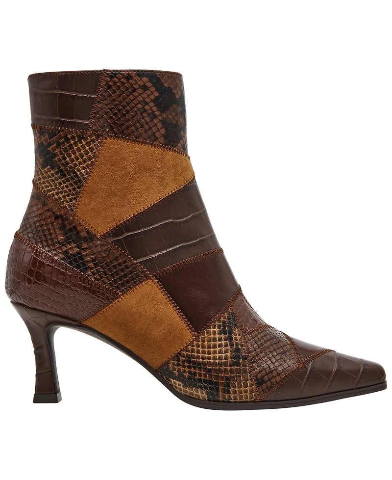 Anne Klein Women's Cosia Patchwork Pointed Toe Heeled Dress Booties